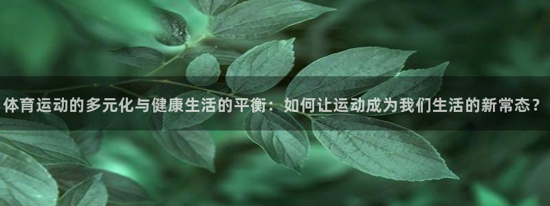  一竞技平台可以借钱吗：体育运动的多元化与健康生活的平衡：如何